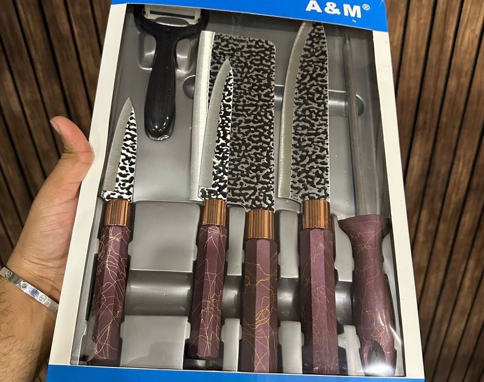 6pcs Kitchen Knives Set, Premium Quality Fruit And Vegetable Knife, Kitchen Cutlery Set, Premium Steak Cutting Knife