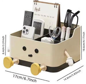Cute Cartoon Style Desktop Storage Box, Multi Grid Countertop Cosmetic Organizer Shelf, Cute Desktop Decoration Accessories