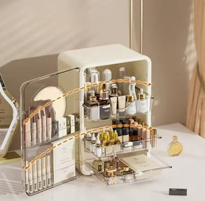 Multi Layer Cosmetic Storage Cabinet, Multifunctional Desktop Storage Rack, Display Case Makeup Box, Desktop Makeup Organizer With Lid