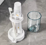 Portable Toothbrush Holder With Mouthwash Cup, Toothpaste  Storage Shelf, Toothbrush Holder With Dust Cover, Toiletries Bathroom Organizer