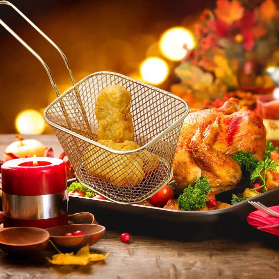 Stainless Steel Square French Fries Frying Basket, French Fries Colander Strainer, Stainless Steel Square Fried Food Filter, Mini Mesh Metal Square Colander Deep Frying Basket, Snack Strainer Cooking Tool