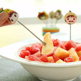 Set Of 8 Creative Cute Cartoon Stainless Steel Fruit Forks, Rainbow Cup Cake Dessert Forks, Stainless Steel Fork Holder for Fruit Snack, Fashion Fruit Sign Salad Fork