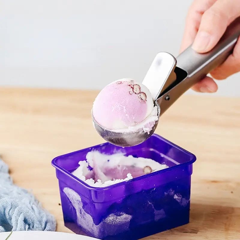 Ice Cream Scoop Spoon, Stainless Steel Ice Cream Digger, Non Stick Ice Ball Maker, Dual Purpose Cream Dipper, Multifunctional Ice Cream Scoops Stack, Ice Cream Scooper With Trigger, Scoop Spoon for Ice Cream Fruit Cookie