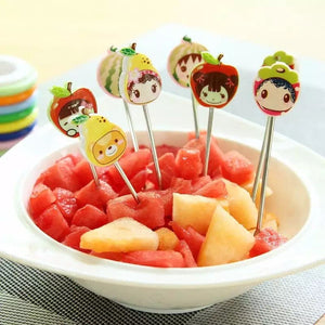 Set Of 8 Creative Cute Cartoon Stainless Steel Fruit Forks, Rainbow Cup Cake Dessert Forks, Stainless Steel Fork Holder for Fruit Snack, Fashion Fruit Sign Salad Fork