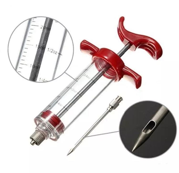 Meat Marinade Seasoning Flavor Injector, Injection Syringe With Screw-on Meat Needle For BBQ Grill