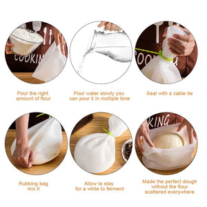 Silicone Flour Mixture Bag, Silicone kneading Dough Bag, Mixing Preservation Kitchen Tool, Soft Silicone Flour Mixing Bag