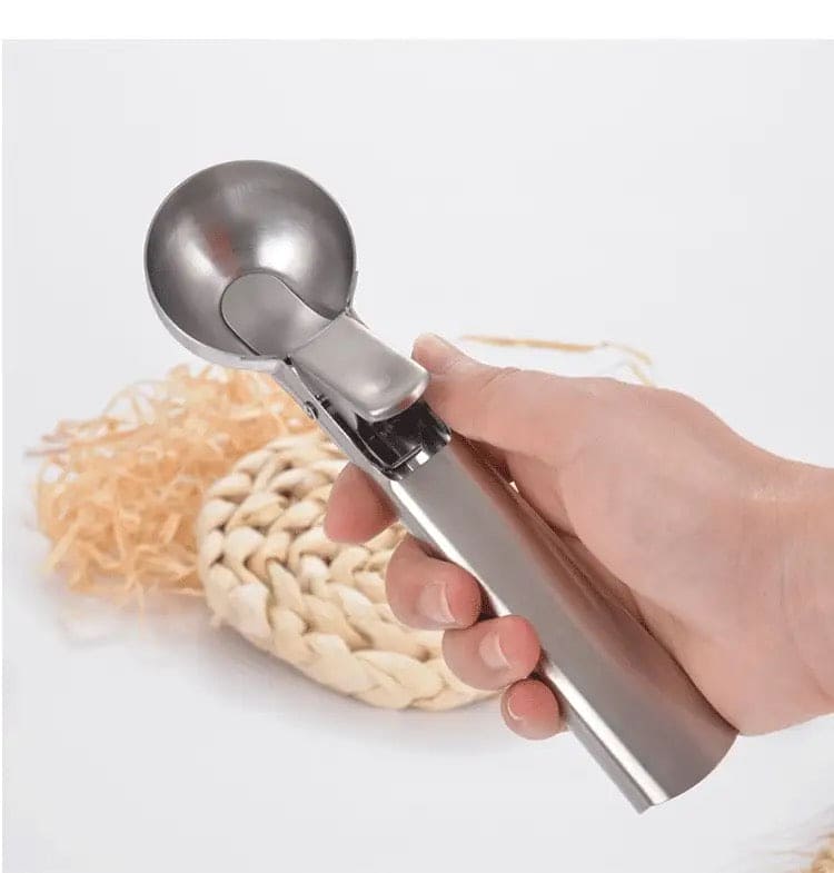 Ice Cream Scoop Spoon, Stainless Steel Ice Cream Digger, Non Stick Ice Ball Maker, Dual Purpose Cream Dipper, Multifunctional Ice Cream Scoops Stack, Ice Cream Scooper With Trigger, Scoop Spoon for Ice Cream Fruit Cookie