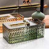 3 Compartment Diamond Tissue Box, Sundries Makeup Paper Storage Box, Napkin Remote Control Storage Box, Spring Tissue Paper Box, Crystal Rectangular Scarf Box